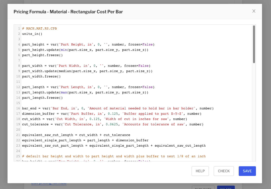 Image of Paperless Parts' P3L pricing language, a highly configurable way to estimate and quote