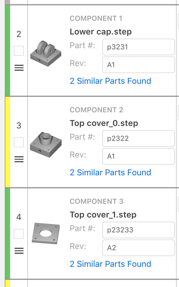 Names of components from your assembly in Paperless Parts
