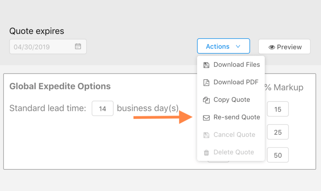 Global expedite options in the Paperless Parts quoting platform