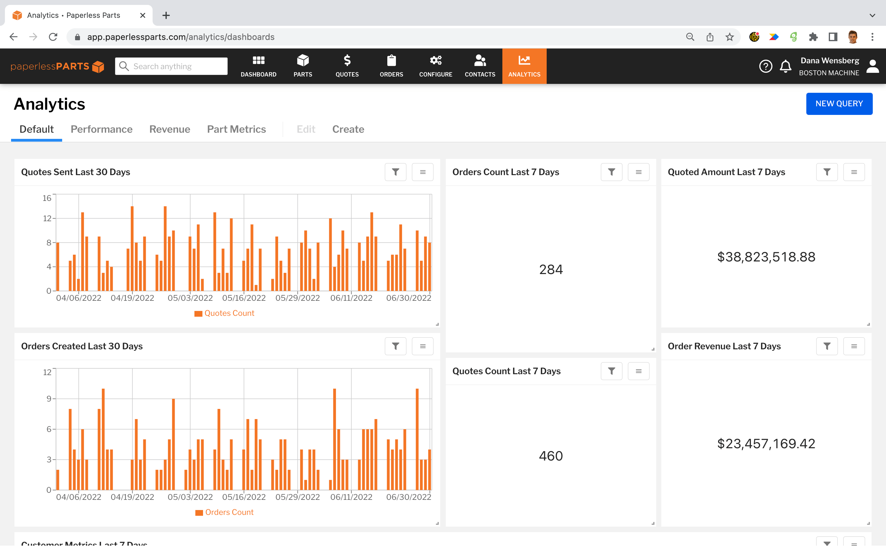 Quote analytics in Paperless Parts quoting software