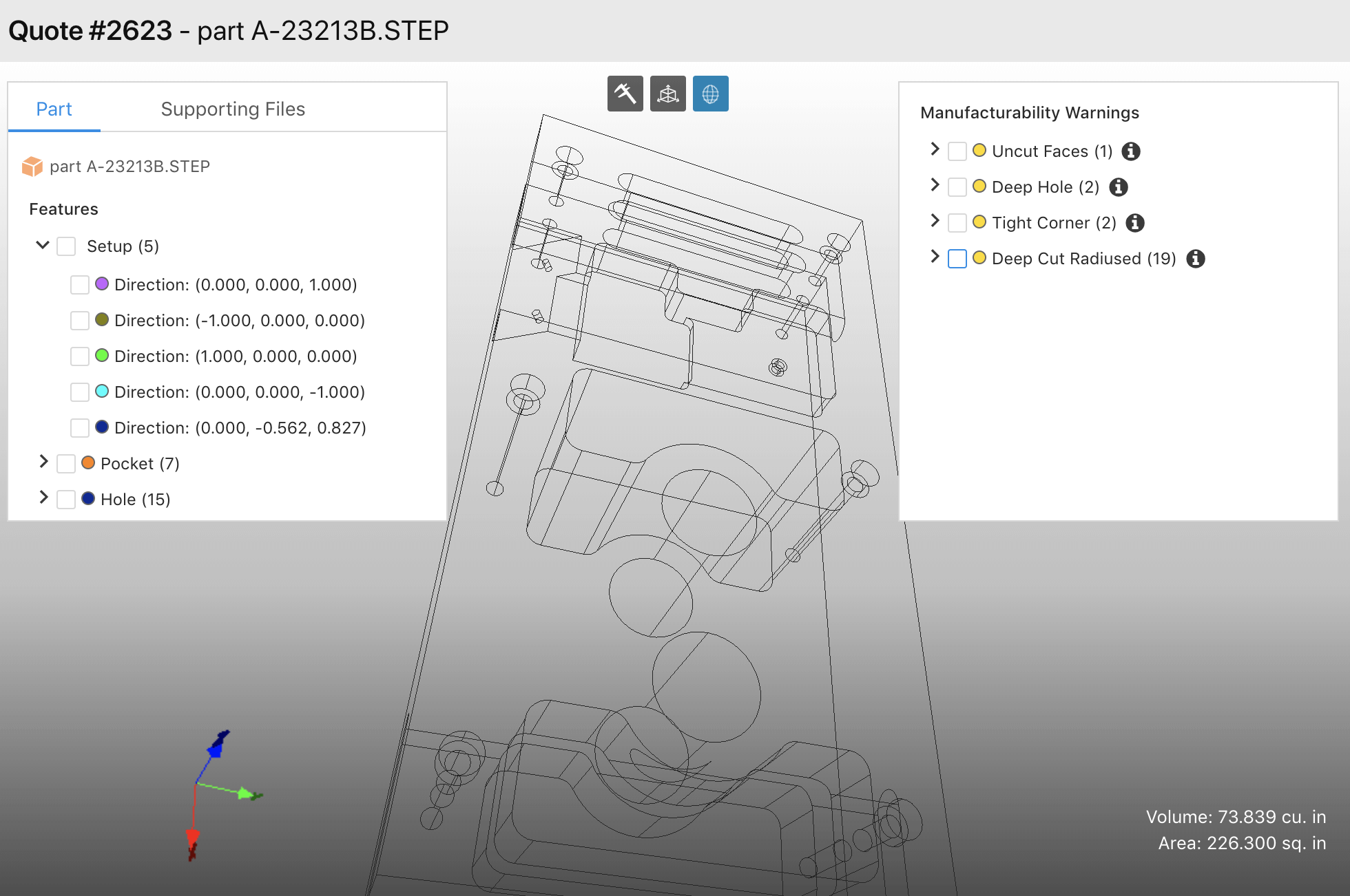 View your part in a wireframe view when quoting in Paperless Parts
