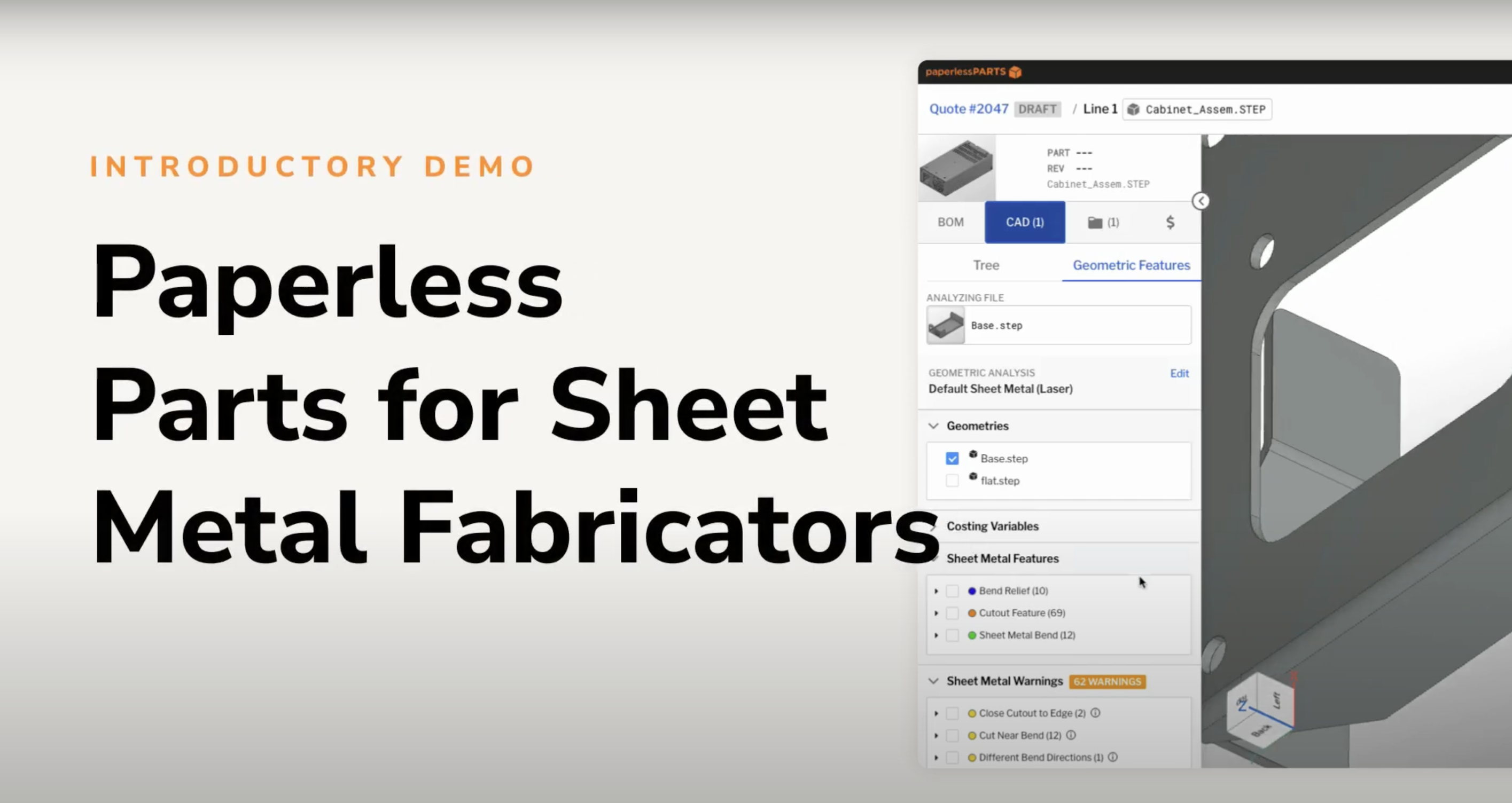*Introductory Demo* Paperless Parts for Sheet Metal Fabricators