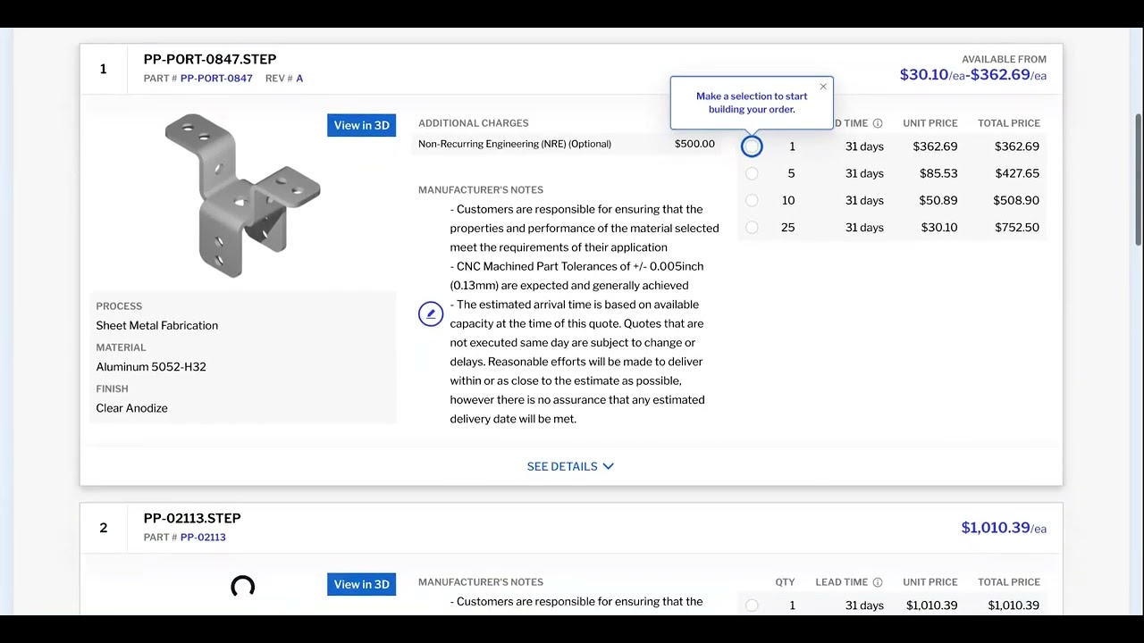 Paperless Parts Digital Quote Experience